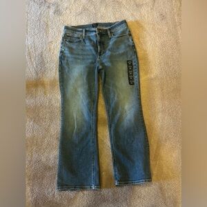 J. Crew Mid-Rise Flare Crop Jeans in Blue